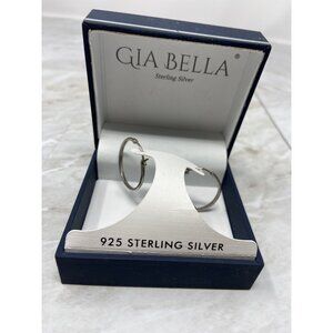 GIA BELLA, SILVER PIERCED EARRINGS, HOOPS, 925 STERLING SILVER IN BOX